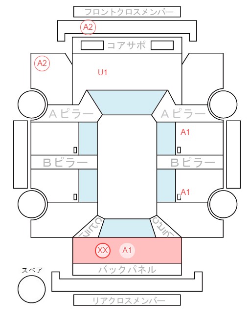 Body condition diagram (damage marks, Japanese labels)
