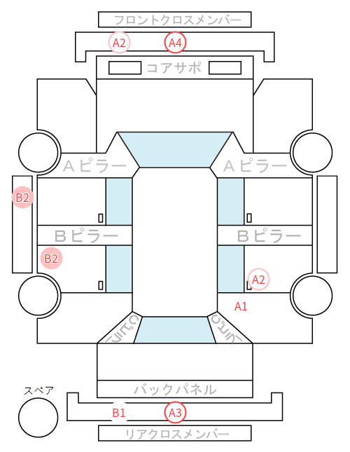 Body condition diagram (damage marks, Japanese labels)