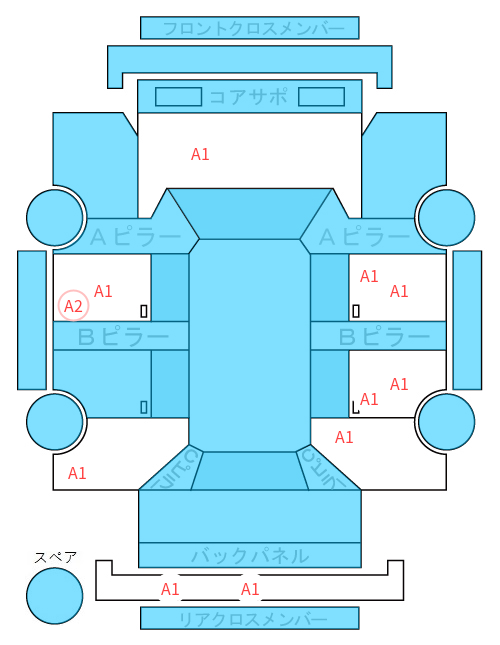 Body condition diagram (damage marks, Japanese labels)