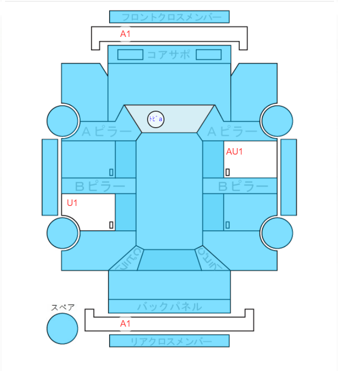 Body condition diagram (damage marks, Japanese labels)
