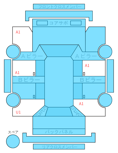 Body condition diagram (damage marks, Japanese labels)