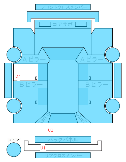Body condition diagram (damage marks, Japanese labels)