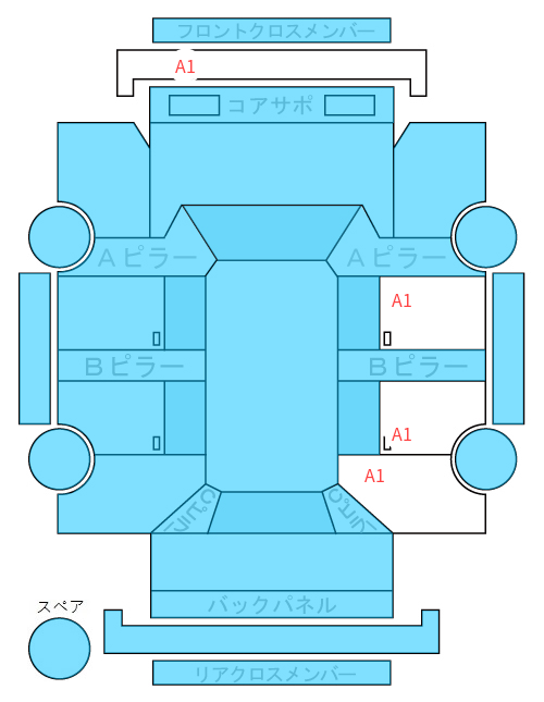 Body condition diagram (damage marks, Japanese labels)