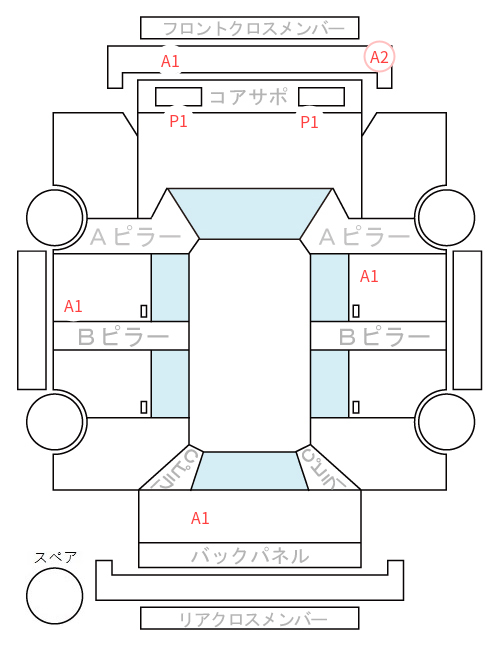 Body condition diagram (damage marks, Japanese labels)