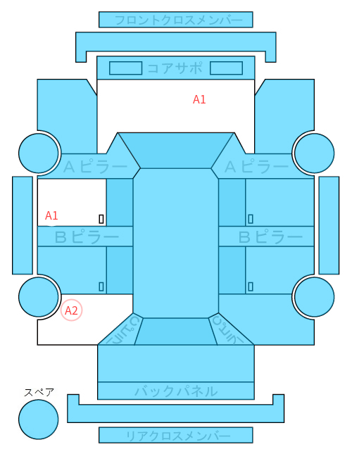 Body condition diagram (damage marks, Japanese labels)