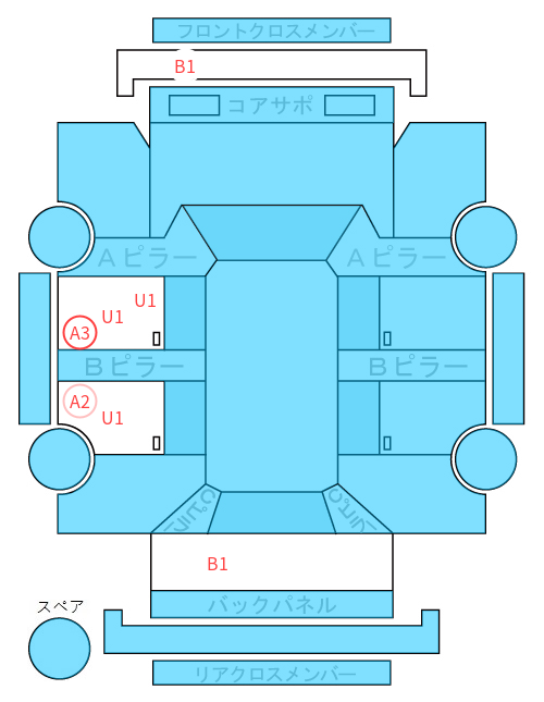 Body condition diagram (damage marks, Japanese labels)