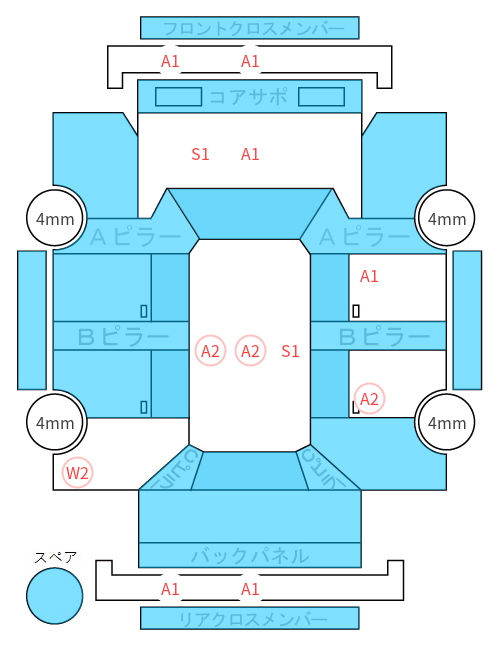 Body condition diagram (damage marks, Japanese labels)