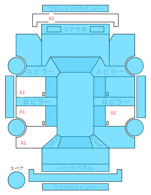 Body condition diagram (damage marks, Japanese labels)