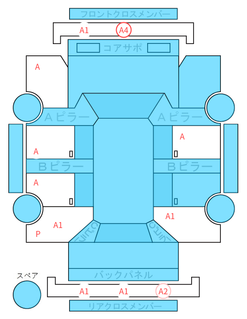 Body condition diagram (damage marks, Japanese labels)