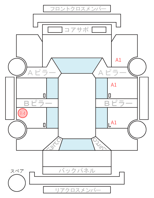 Body condition diagram (damage marks, Japanese labels)