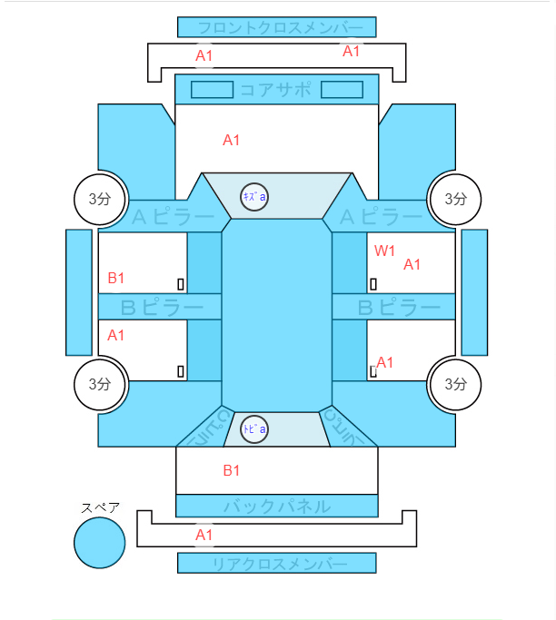 Body condition diagram (damage marks, Japanese labels)