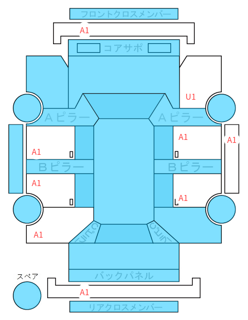Body condition diagram (damage marks, Japanese labels)