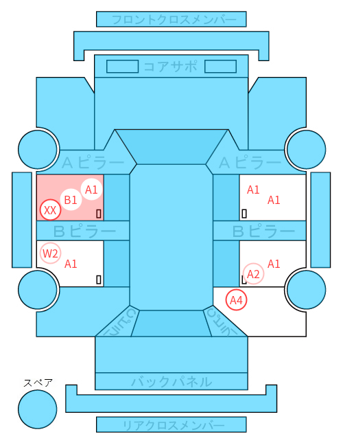 Body condition diagram (damage marks, Japanese labels)