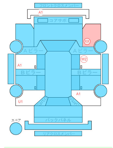 Body condition diagram (damage marks, Japanese labels)