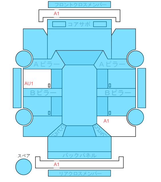 Body condition diagram (damage marks, Japanese labels)