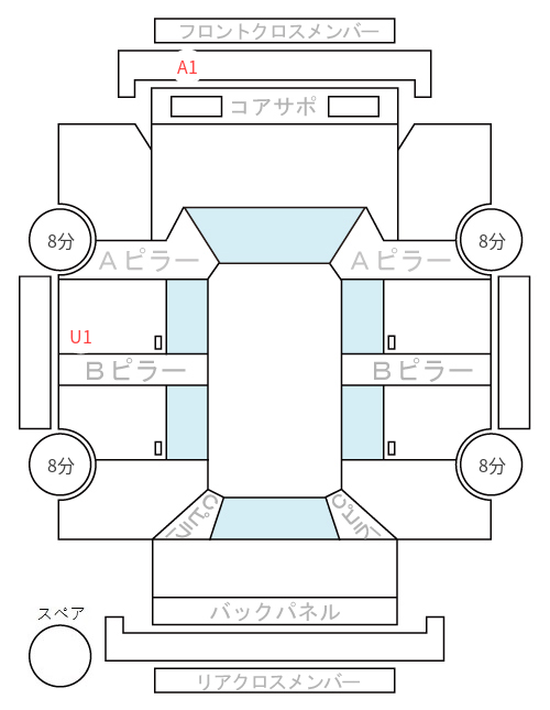 Body condition diagram (damage marks, Japanese labels)