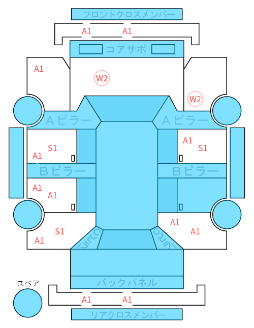 Body condition diagram (damage marks, Japanese labels)