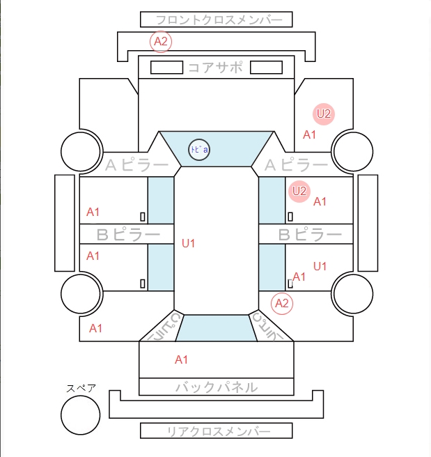 Body condition diagram (damage marks, Japanese labels)