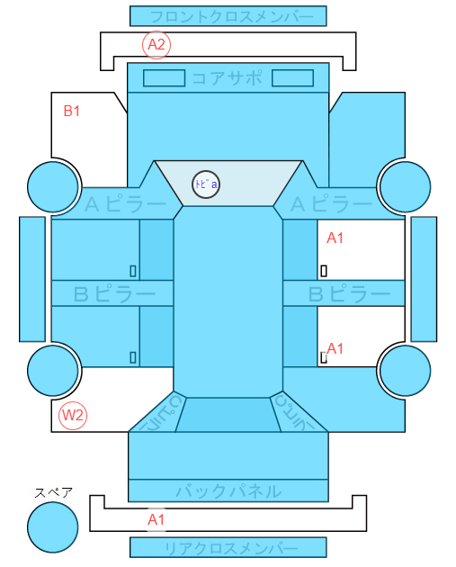 Body condition diagram (damage marks, Japanese labels)