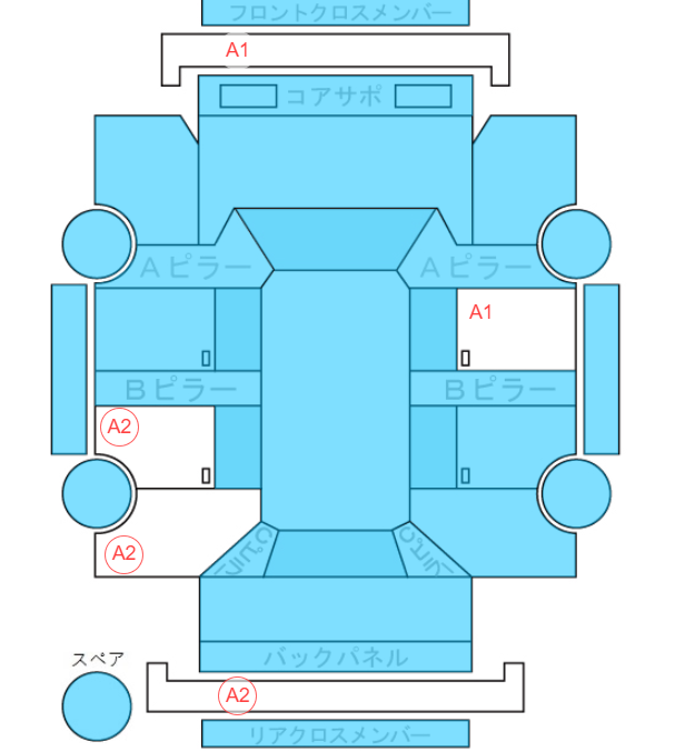 Body condition diagram (damage marks, Japanese labels)