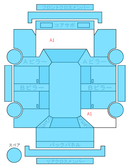 Body condition diagram (damage marks, Japanese labels)