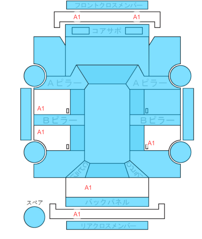 Body condition diagram (damage marks, Japanese labels)