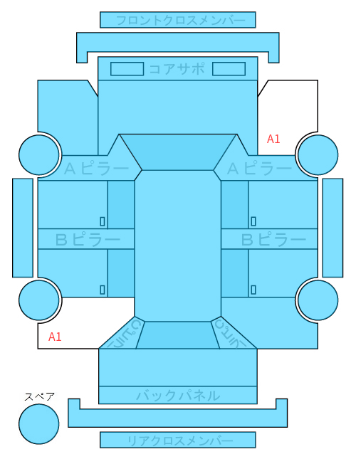 Body condition diagram (damage marks, Japanese labels)