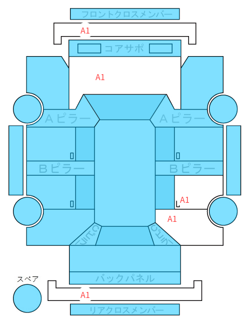 Body condition diagram (damage marks, Japanese labels)