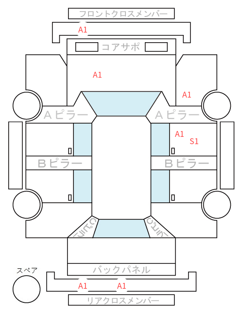 Body condition diagram (damage marks, Japanese labels)