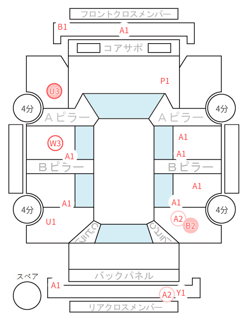 Body condition diagram (damage marks, Japanese labels)