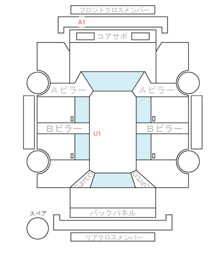 Body condition diagram (damage marks, Japanese labels)