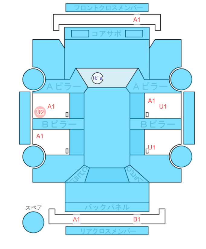 Body condition diagram (damage marks, Japanese labels)