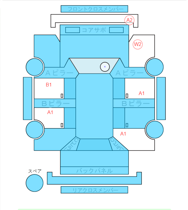 Body condition diagram (damage marks, Japanese labels)