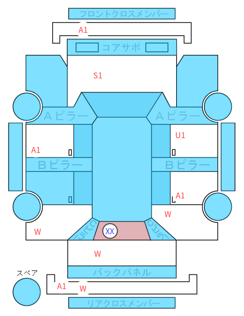 Body condition diagram (damage marks, Japanese labels)
