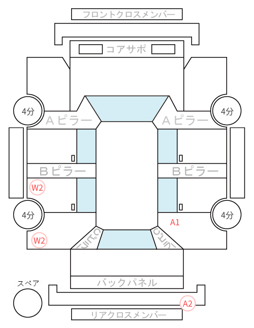 Body condition diagram (damage marks, Japanese labels)