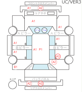 Body condition diagram (damage marks, Japanese labels)