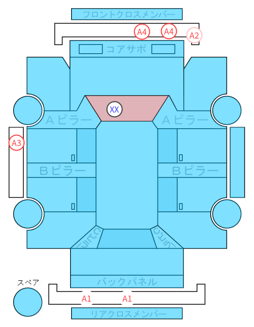 Body condition diagram (damage marks, Japanese labels)