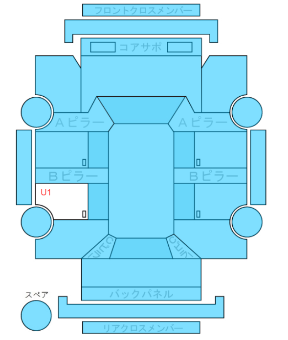 Body condition diagram (damage marks, Japanese labels)