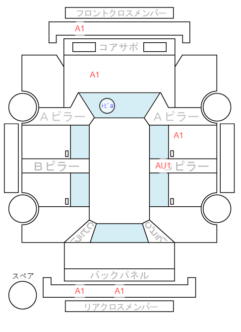 Body condition diagram (damage marks, Japanese labels)