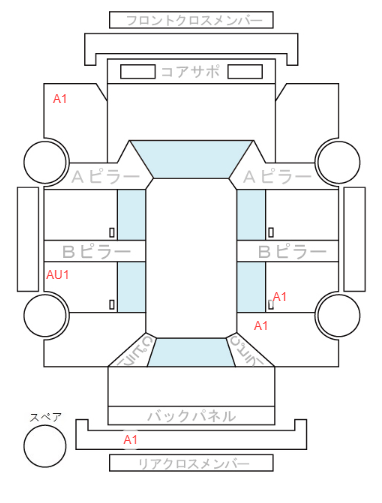 Body condition diagram (damage marks, Japanese labels)