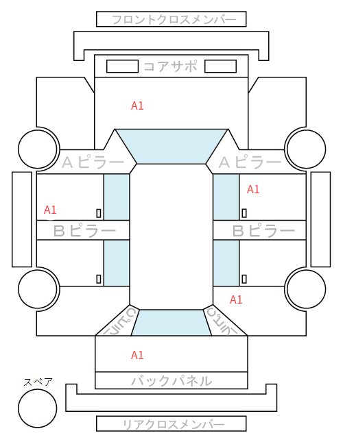 Body condition diagram (damage marks, Japanese labels)