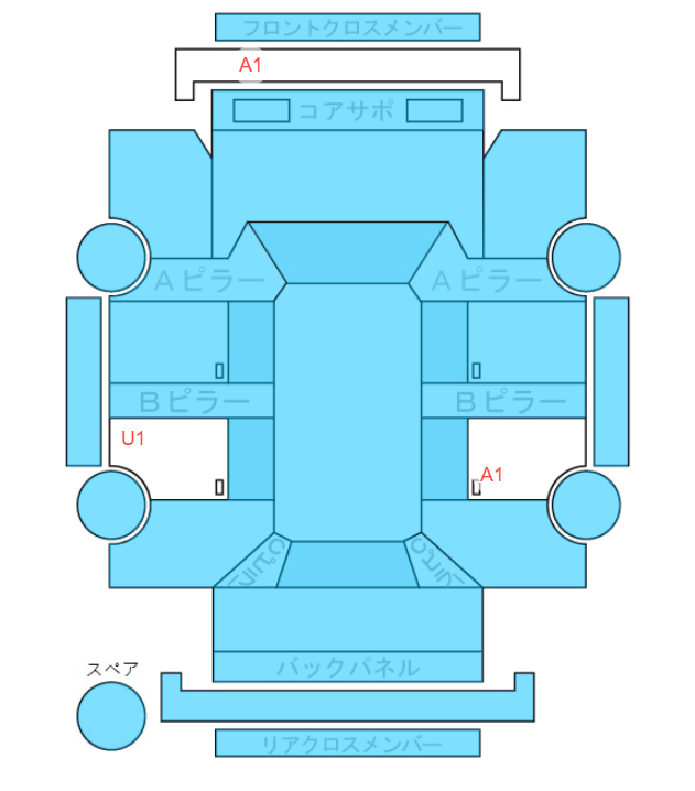 Body condition diagram (damage marks, Japanese labels)