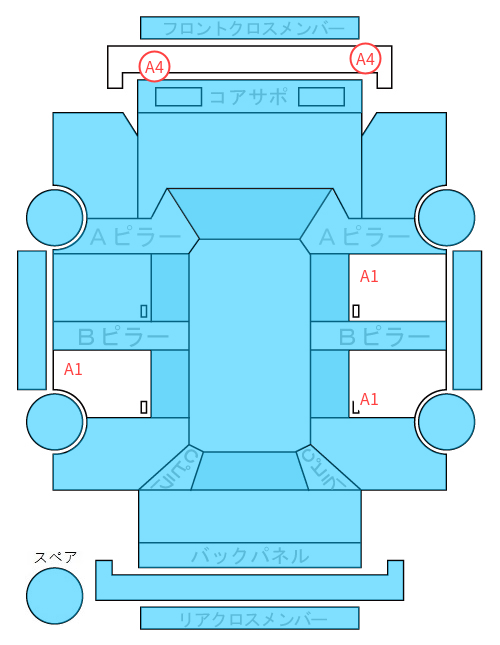 Body condition diagram (damage marks, Japanese labels)