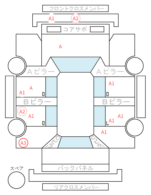 Body condition diagram (damage marks, Japanese labels)