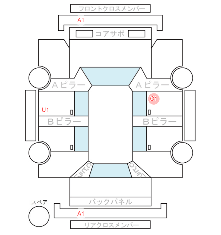 Body condition diagram (damage marks, Japanese labels)