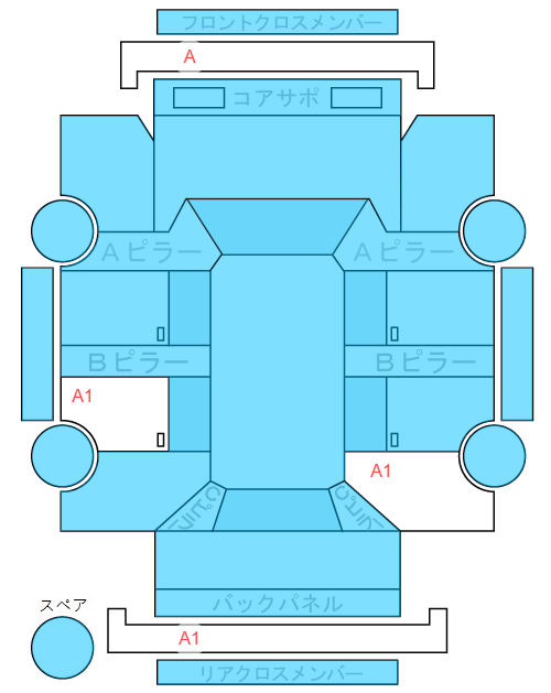 Body condition diagram (damage marks, Japanese labels)