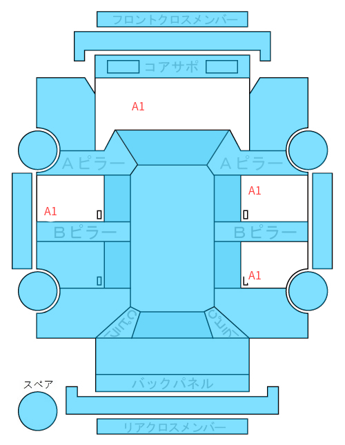 Body condition diagram (damage marks, Japanese labels)