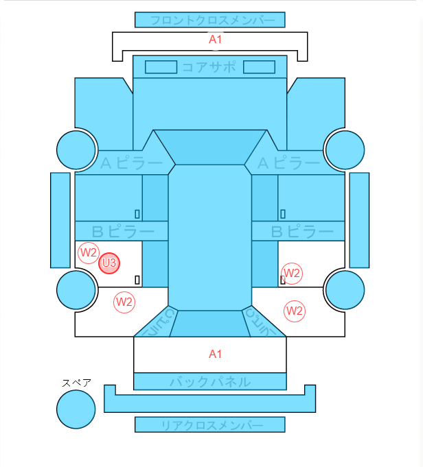 Body condition diagram (damage marks, Japanese labels)