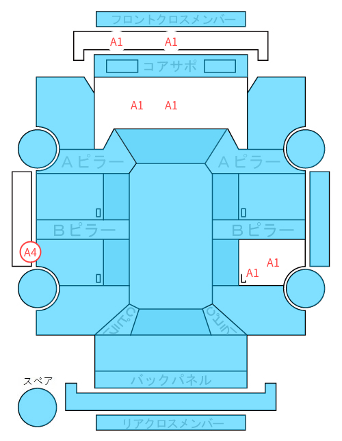 Body condition diagram (damage marks, Japanese labels)