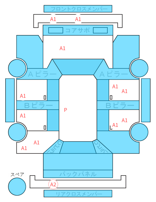 Body condition diagram (damage marks, Japanese labels)